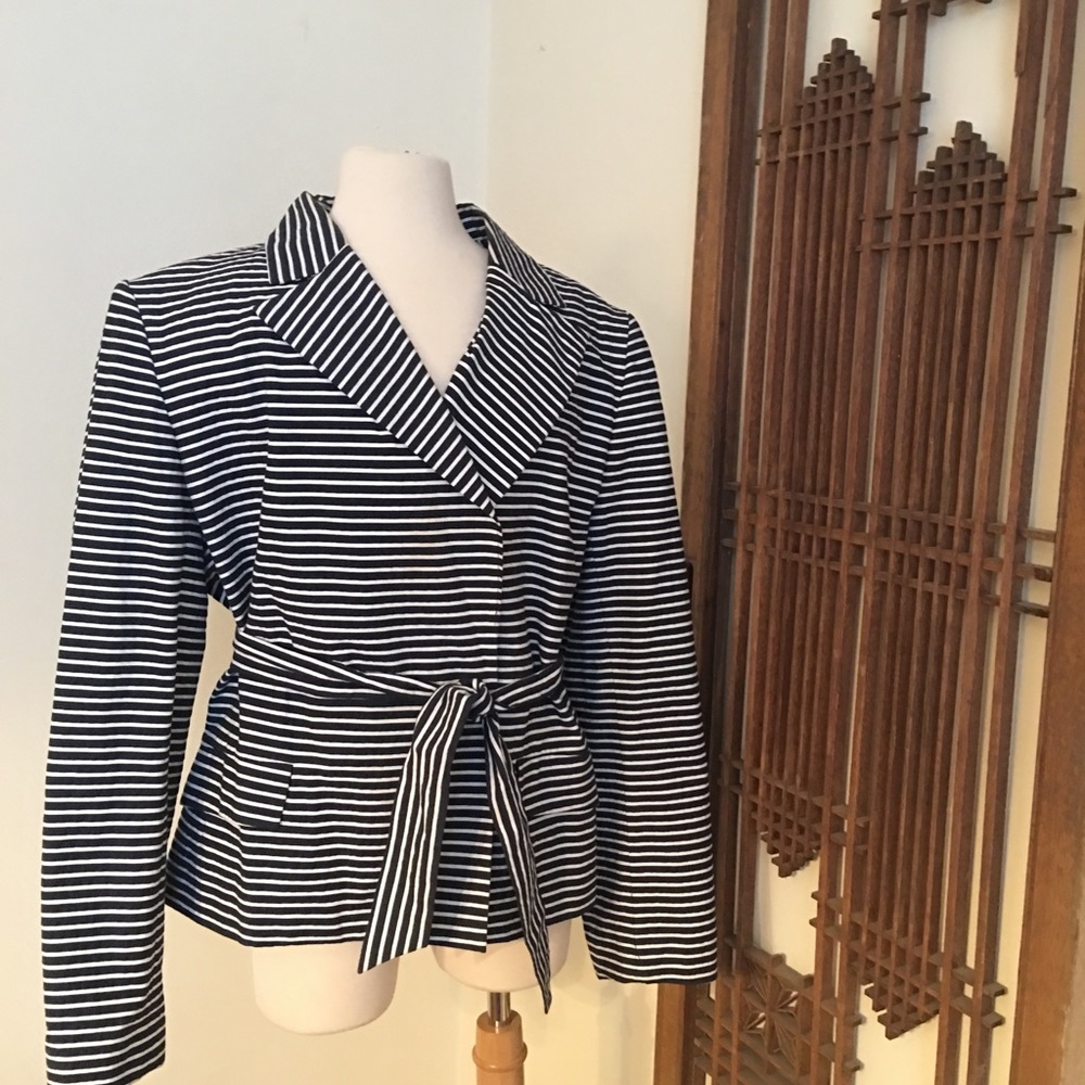 Jones New York Blue/White Stripped Jacket, L